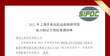 V·BSC | 再传捷报！微谱成功通过上海市食药检院微生物计数能力验证计划